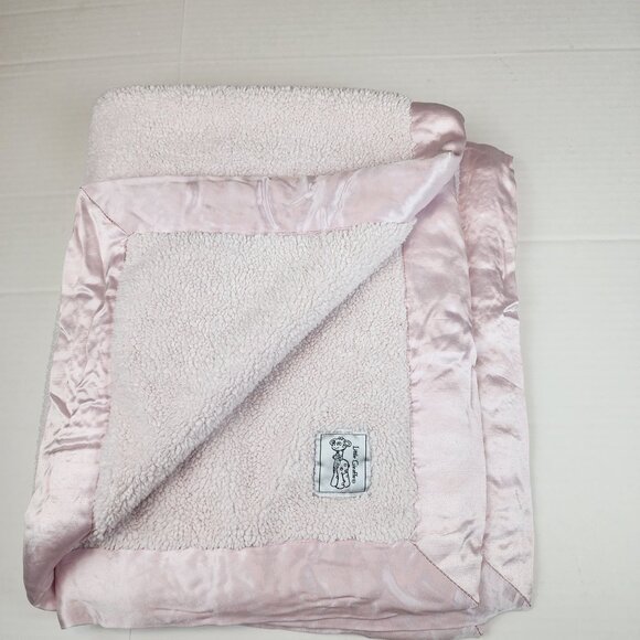 Little Giraffe pink baby blanket satin trim made in USA - Picture 1 of 5